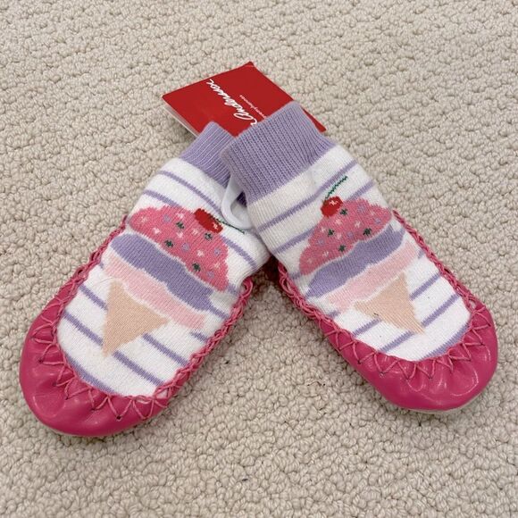 NWT Hanna Andersson Slipper Socks Sz. 1-2 Pink Ice Cream Cones - Picture 1 of 3